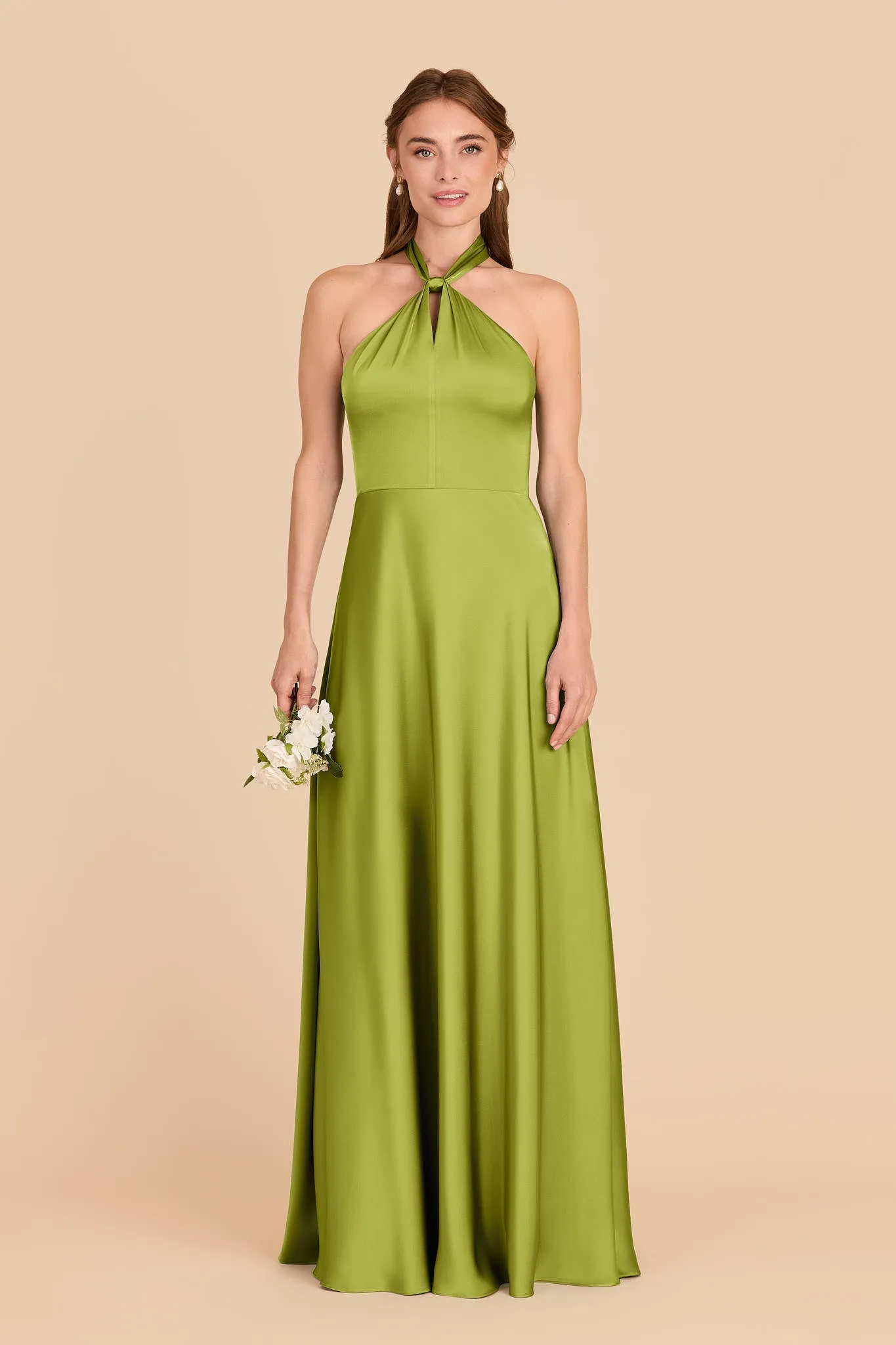 Monica Matte Satin Dress - Matcha sold by Birdy Grey