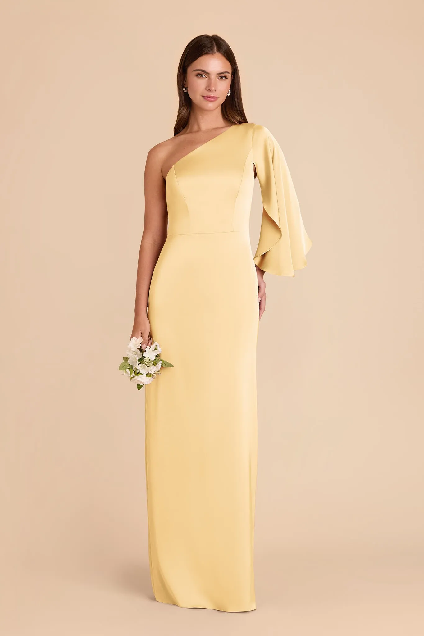 Christine Matte Satin Dress - Butter sold by Birdy Grey