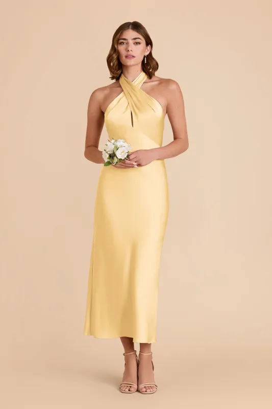 Monique Matte Satin Dress - Butter sold by Birdy Grey