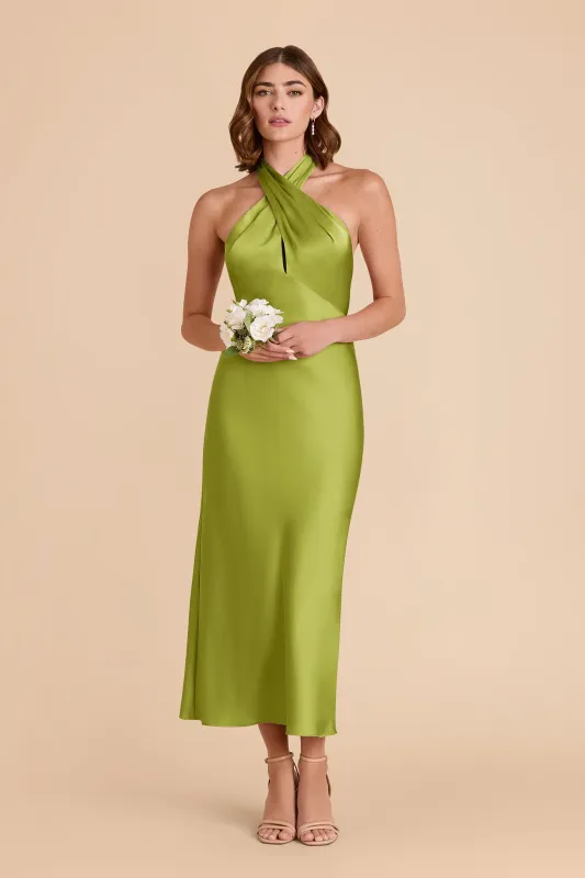 Monique Matte Satin Dress - Matcha sold by Birdy Grey