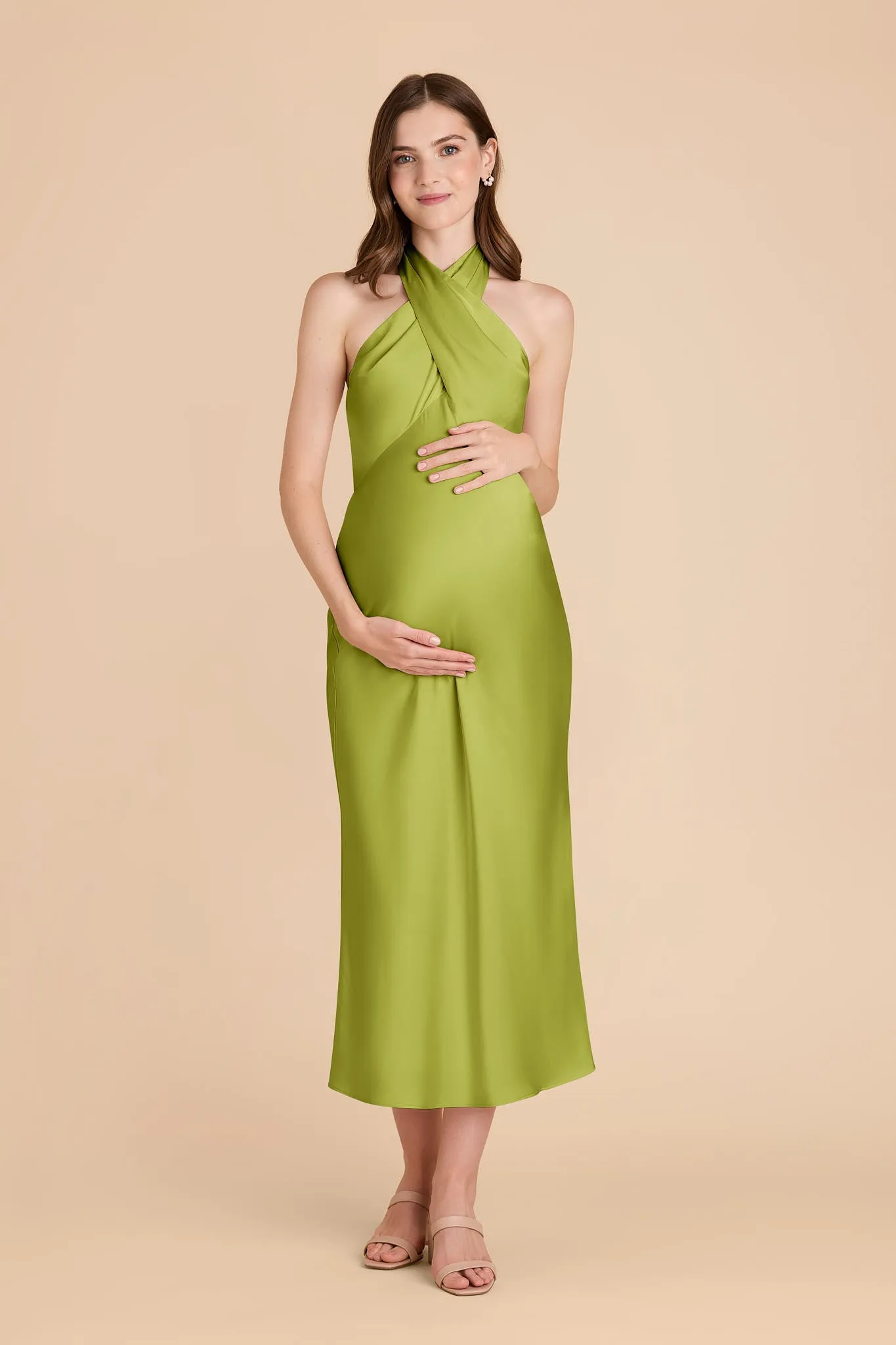 Monique Matte Satin Dress - Matcha sold by Birdy Grey product image thumbnail 2