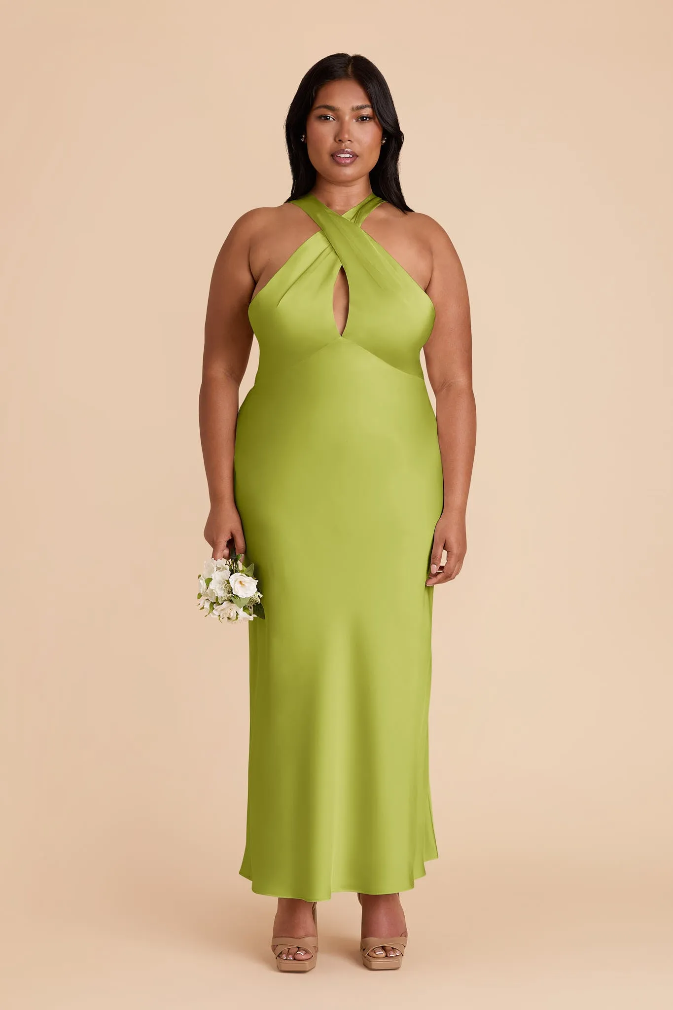 Monique Matte Satin Dress - Matcha sold by Birdy Grey product image thumbnail 3