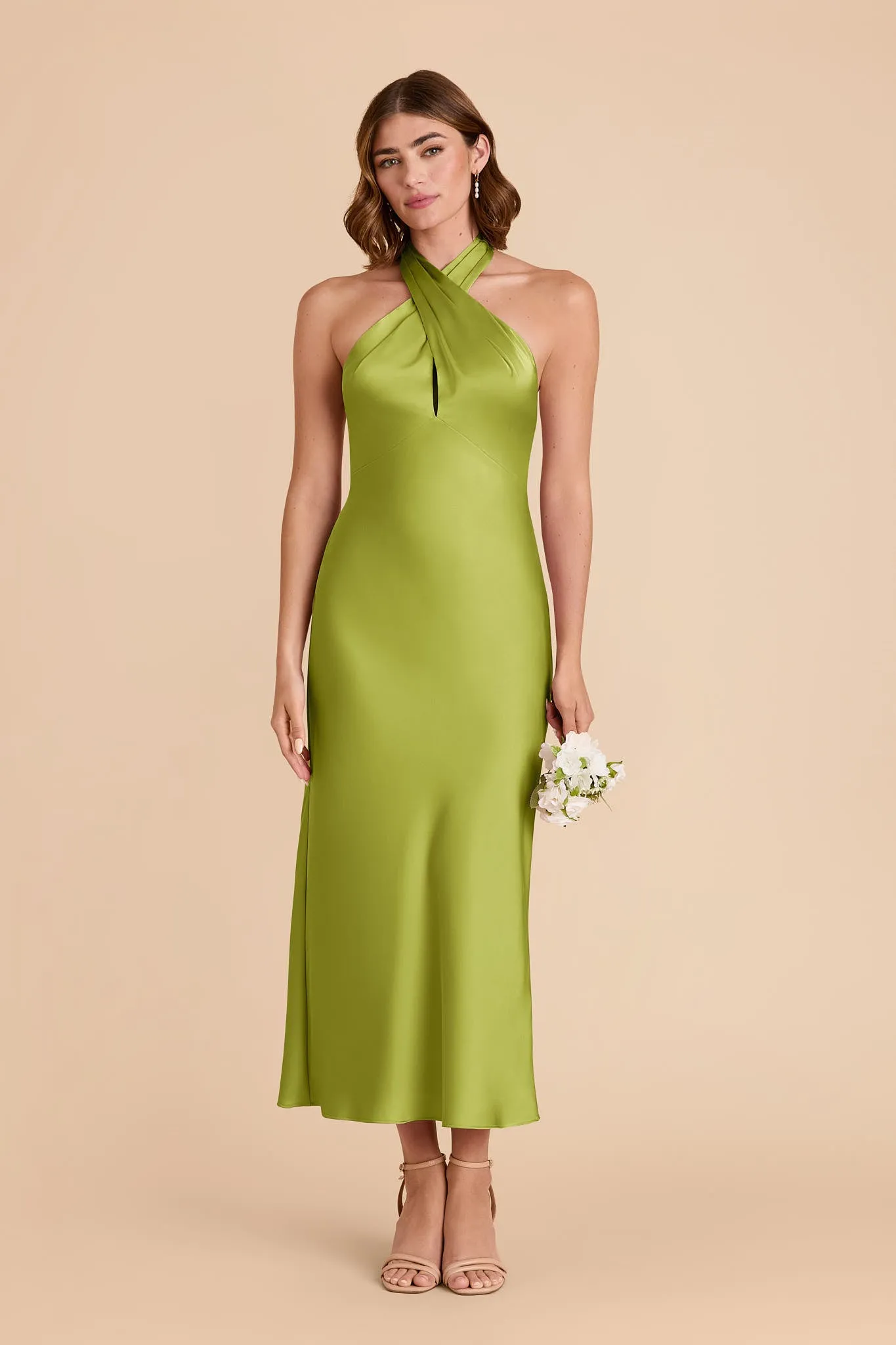 Monique Matte Satin Dress - Matcha sold by Birdy Grey product image thumbnail 4