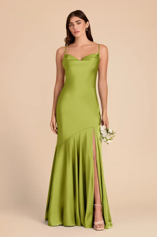 Olivia Matte Satin Dress - Matcha sold by Birdy Grey