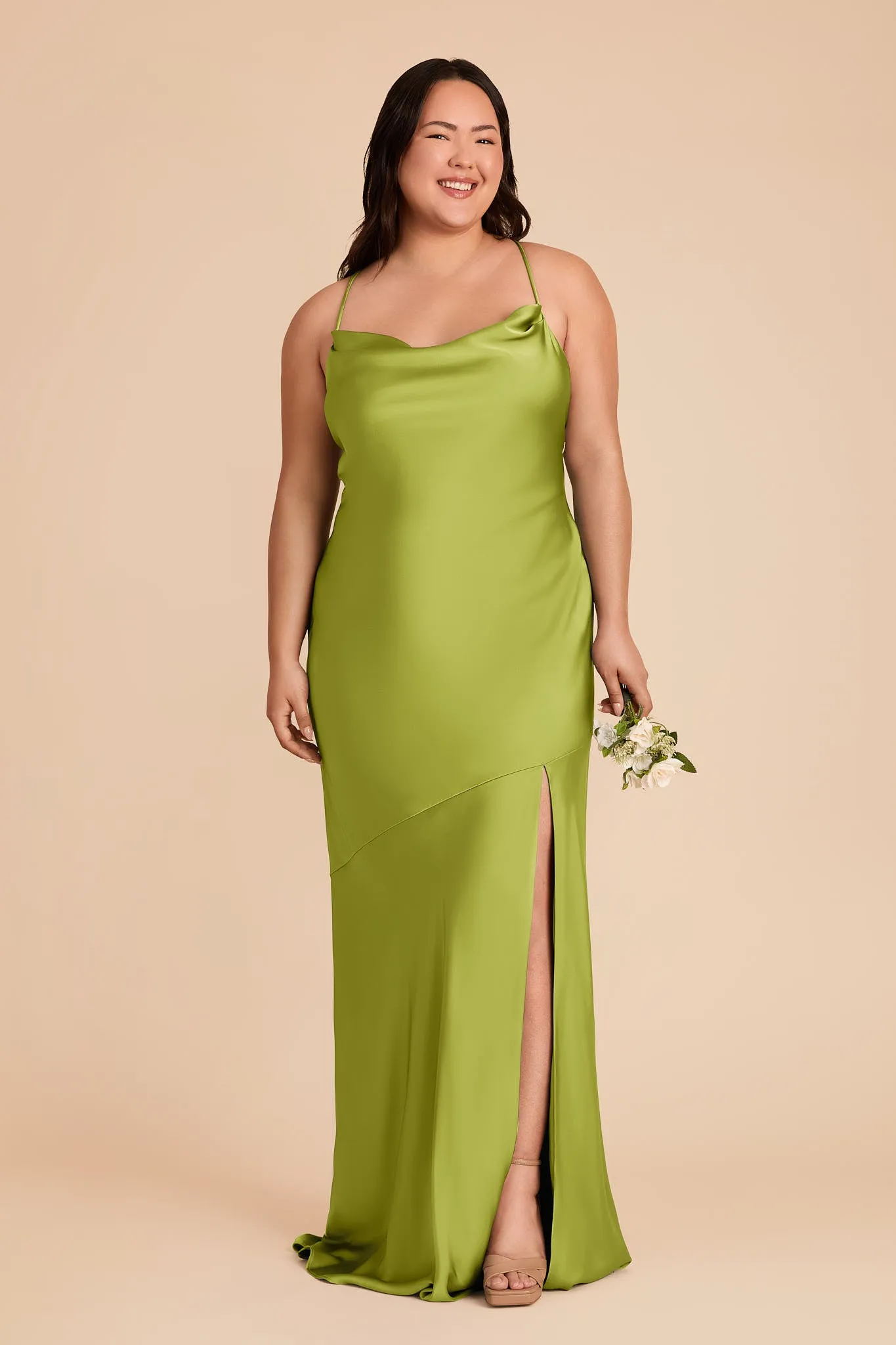 Olivia Matte Satin Dress - Matcha sold by Birdy Grey product image thumbnail 3