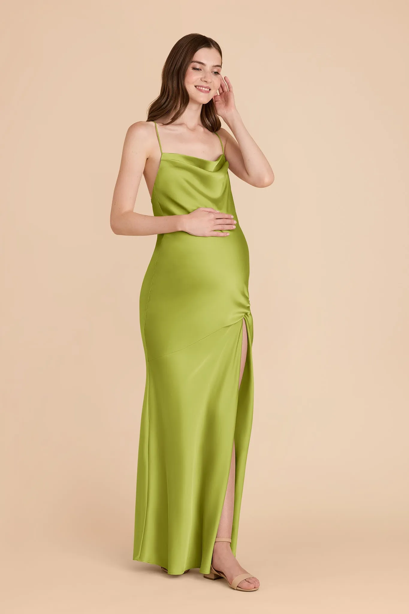 Olivia Matte Satin Dress - Matcha sold by Birdy Grey product image thumbnail 2