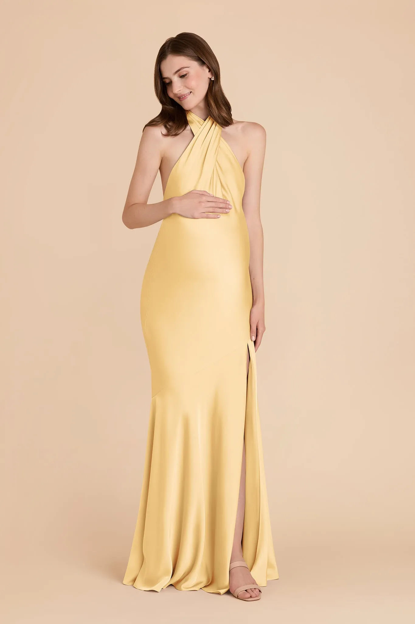 Stephanie Matte Satin Dress - Butter sold by Birdy Grey product image thumbnail 2
