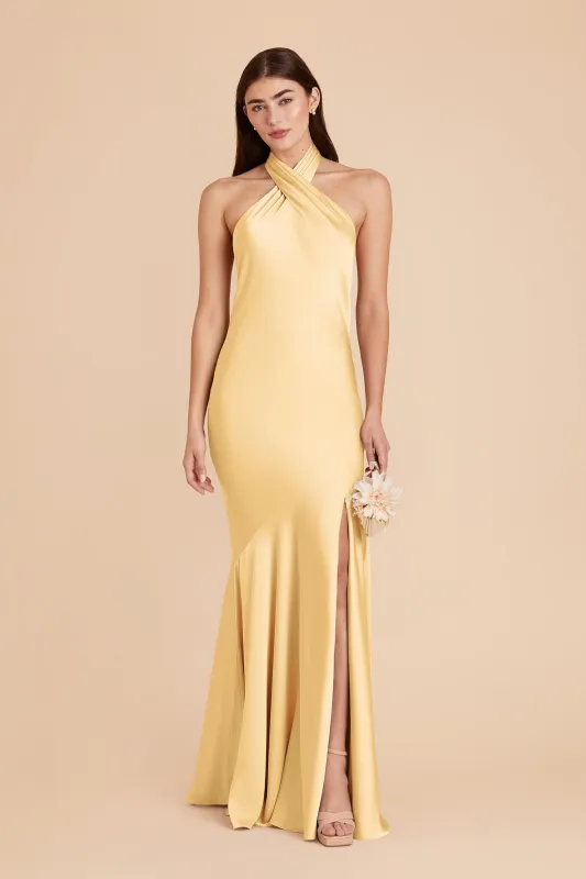 Stephanie Matte Satin Dress - Butter sold by Birdy Grey