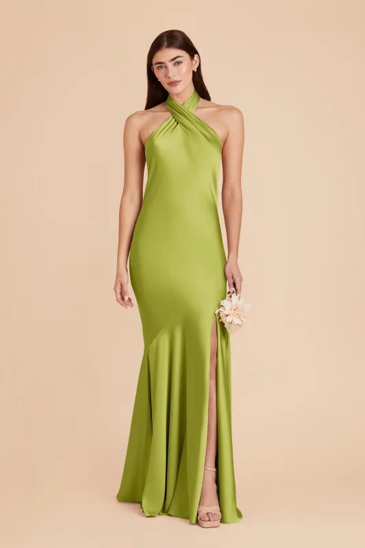 Stephanie Matte Satin Dress - Matcha sold by Birdy Grey