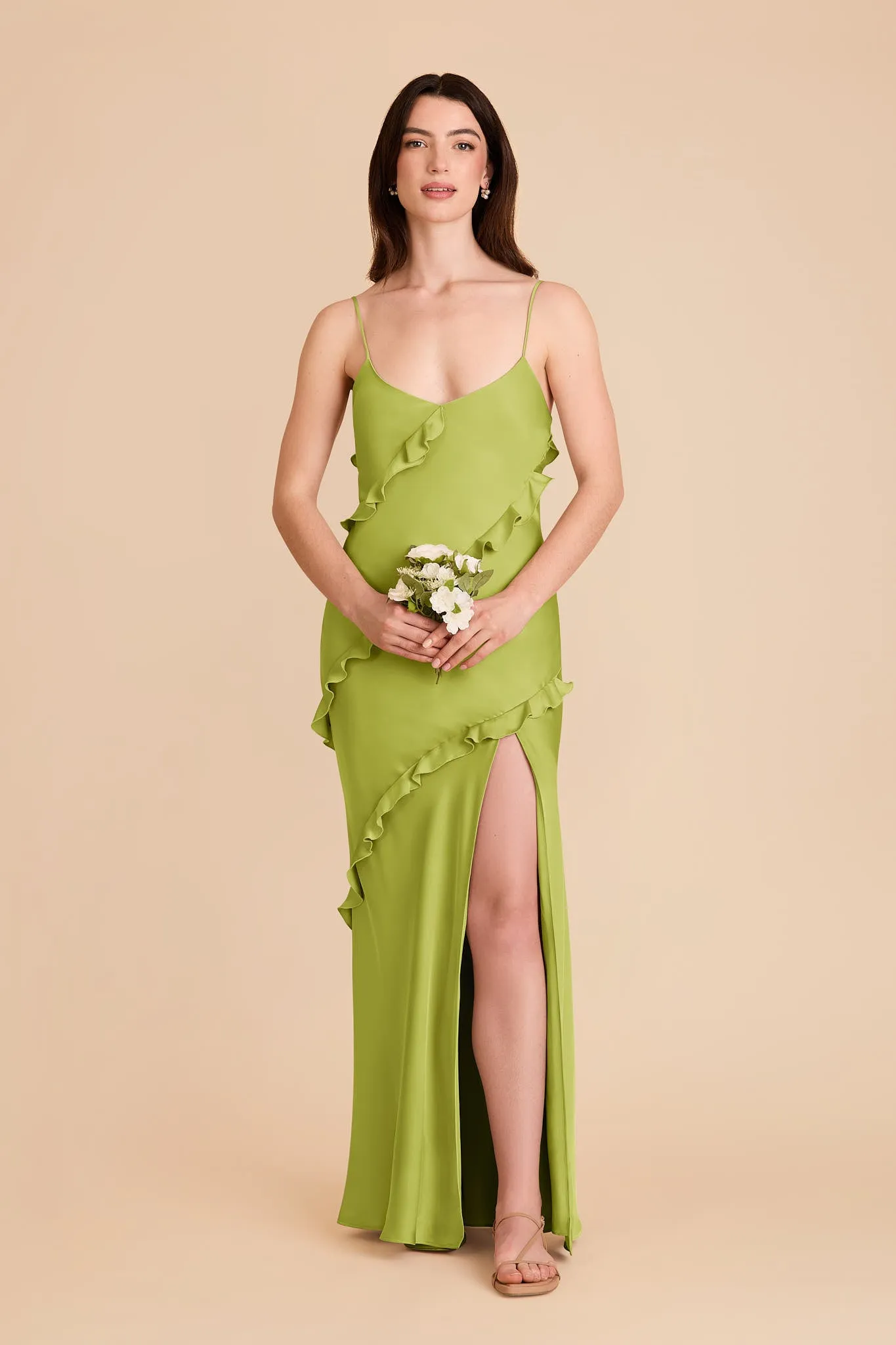 Valentina Matte Satin Dress - Matcha sold by Birdy Grey product image thumbnail 3