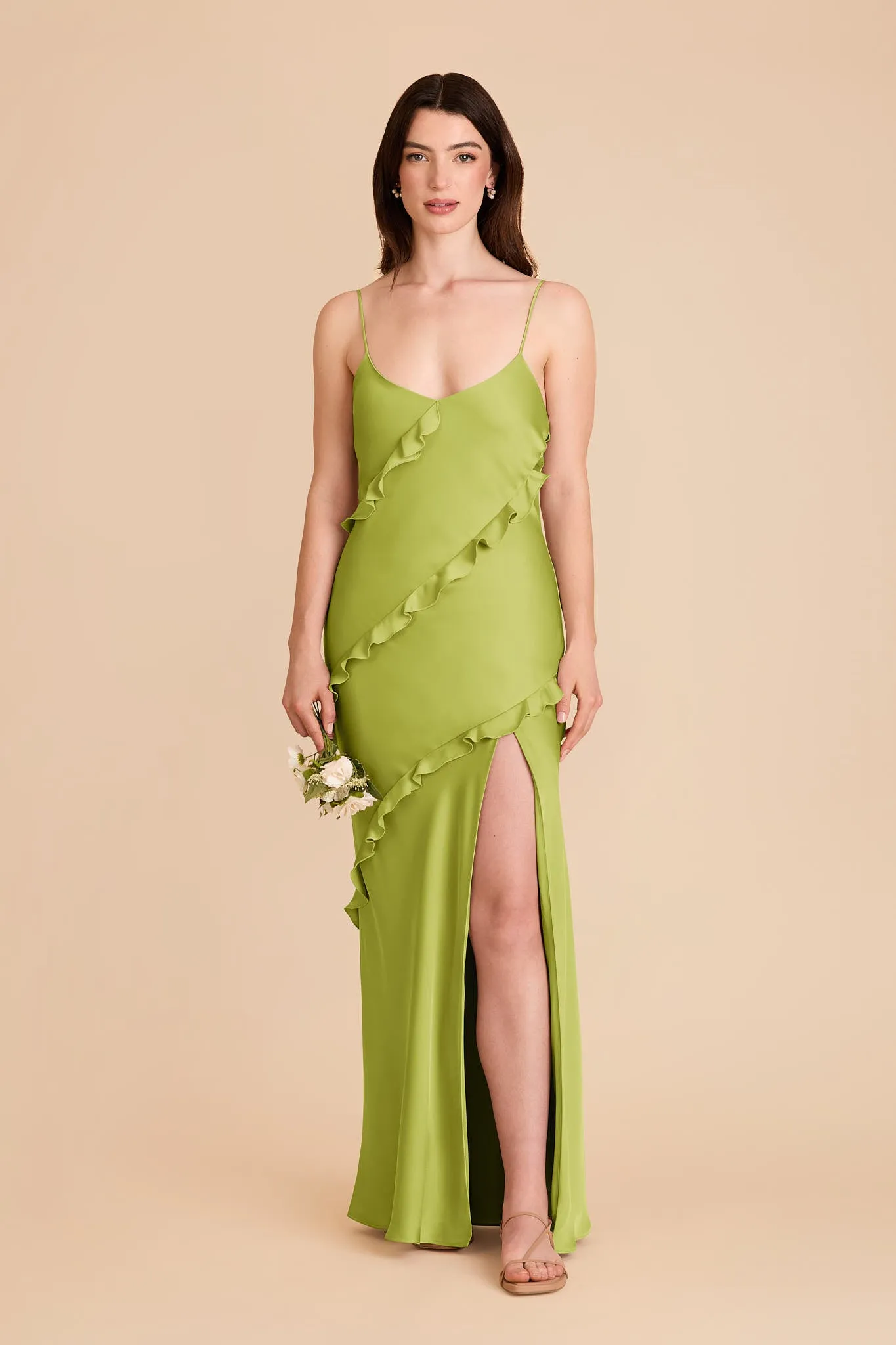 Valentina Matte Satin Dress - Matcha sold by Birdy Grey