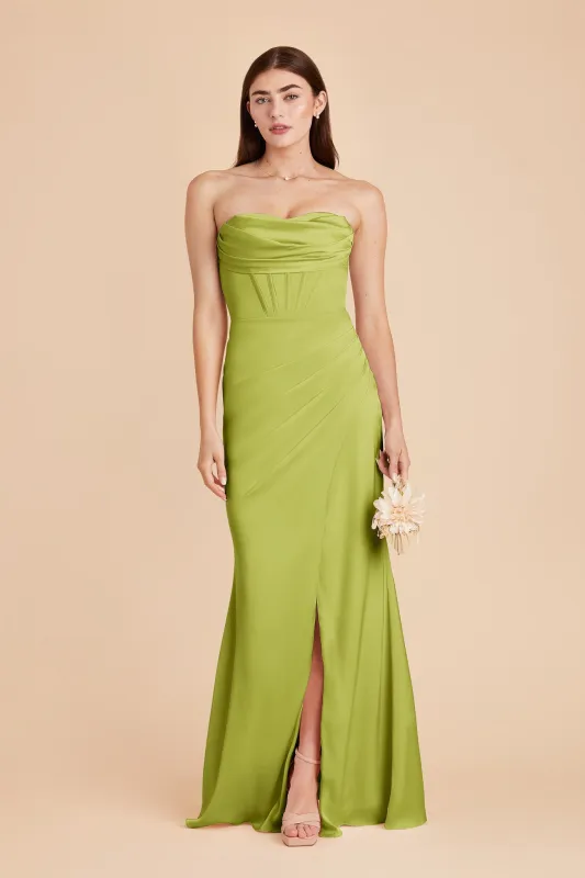 Carrie Matte Satin Dress - Matcha sold by Birdy Grey