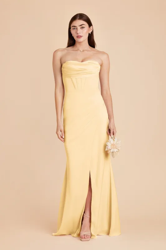 Carrie Matte Satin Dress - Butter sold by Birdy Grey