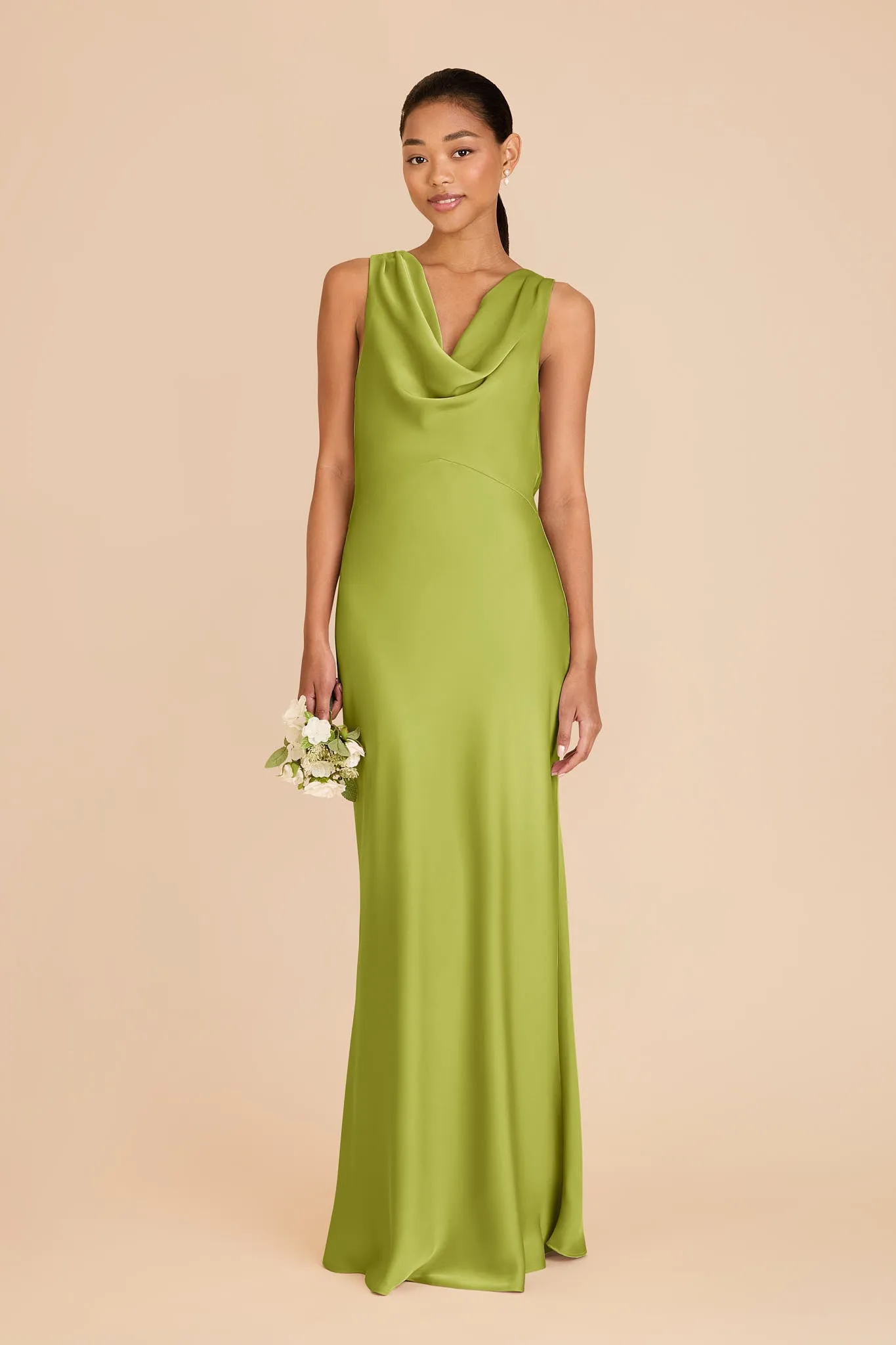 Bonnie Matte Satin Dress - Matcha sold by Birdy Grey
