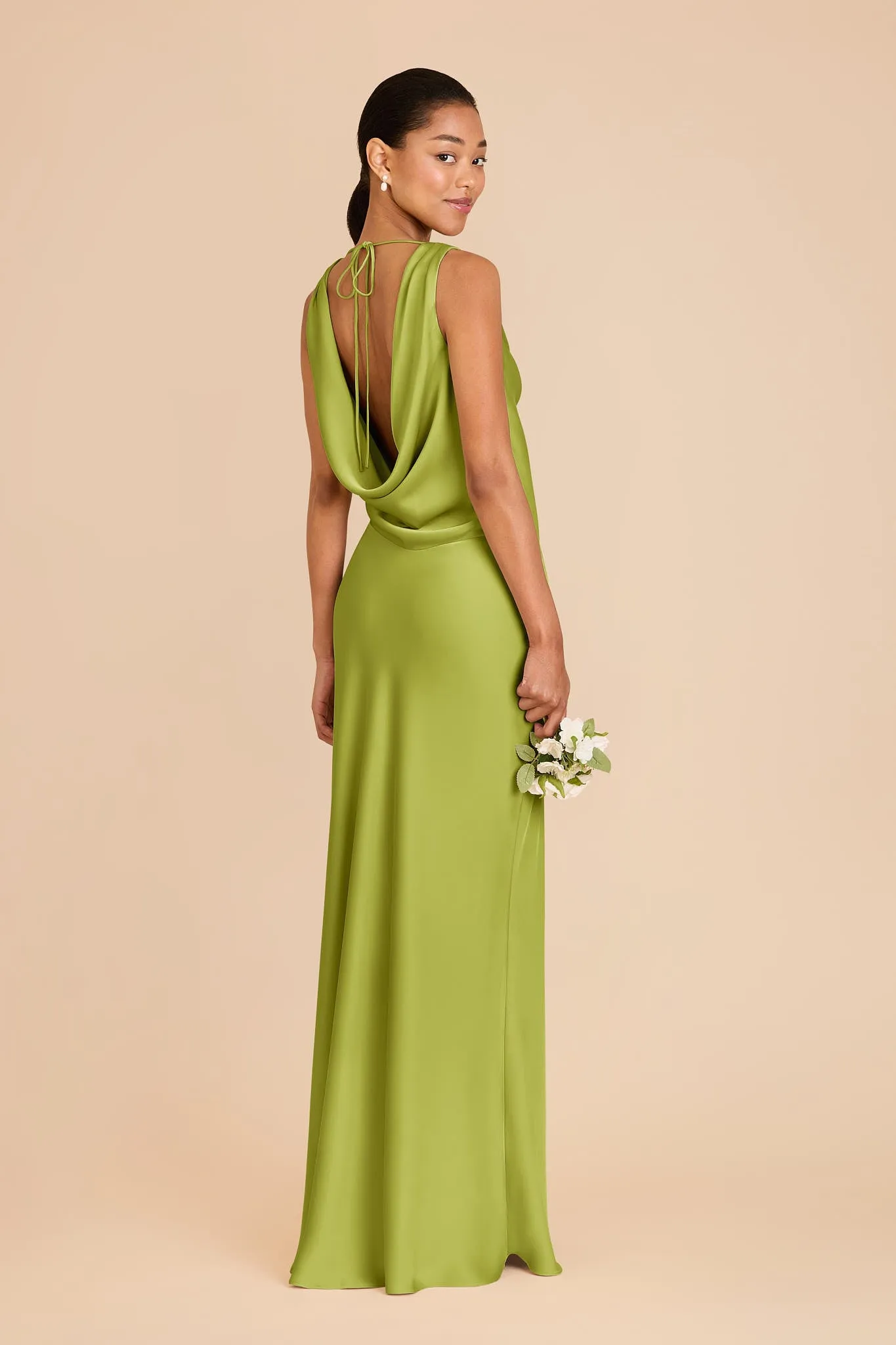 Bonnie Matte Satin Dress - Matcha sold by Birdy Grey product image thumbnail 4