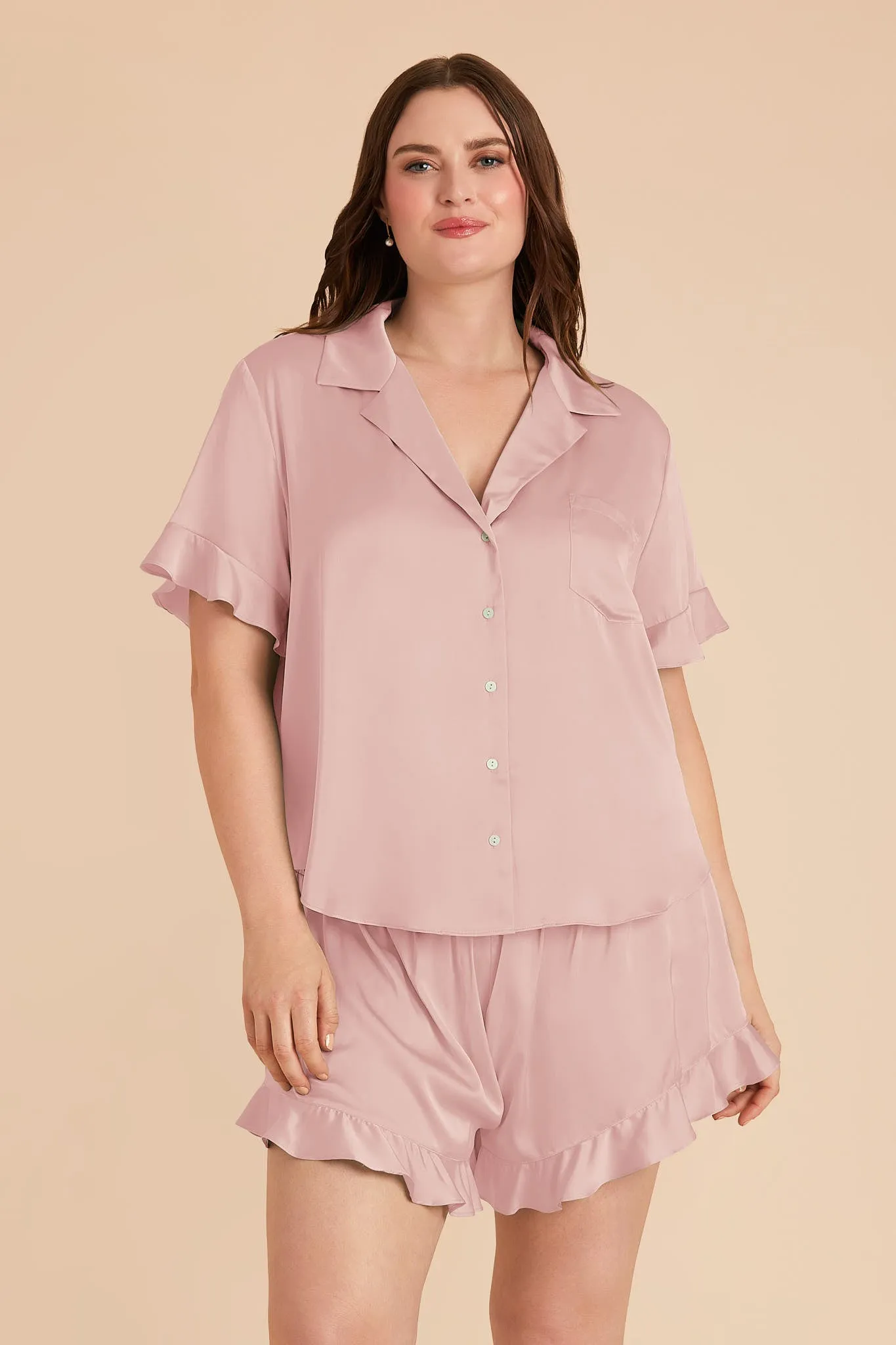 Esther Matte Satin Pajamas - Blush Pink sold by Birdy Grey product image thumbnail 2