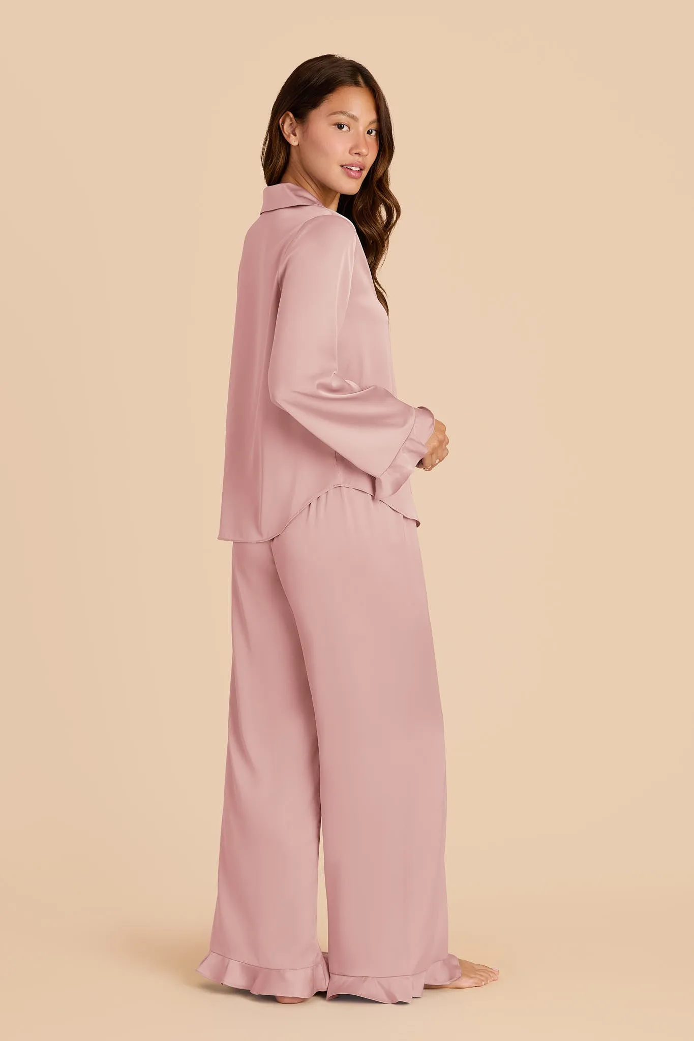 Emma Matte Satin Pajamas - Blush Pink sold by Birdy Grey product image thumbnail 4