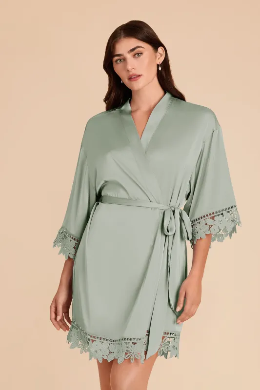 Claudine Matte Satin Robe - Sage sold by Birdy Grey