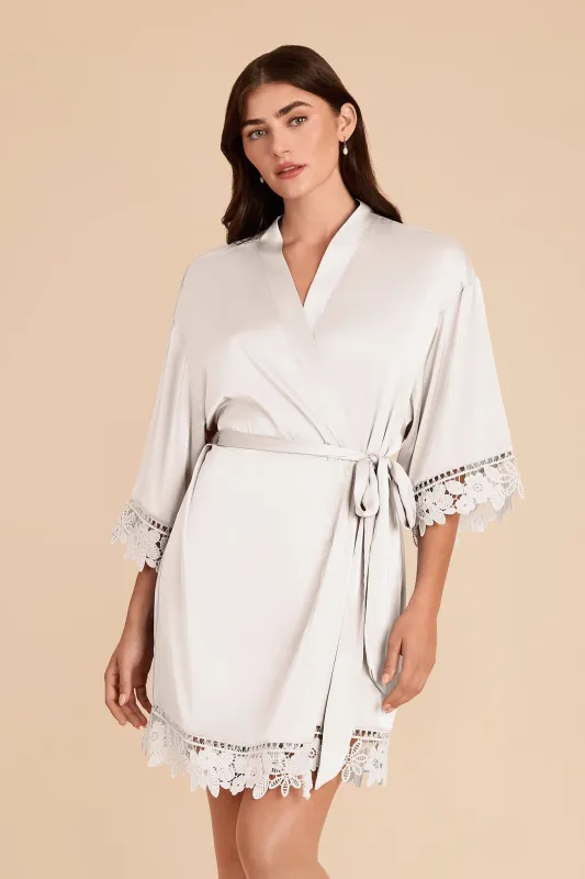 Claudine Matte Satin Robe - Ivory sold by Birdy Grey