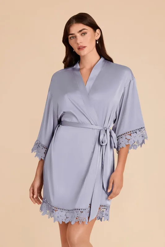 Claudine Matte Satin Robe - Dusty Blue sold by Birdy Grey