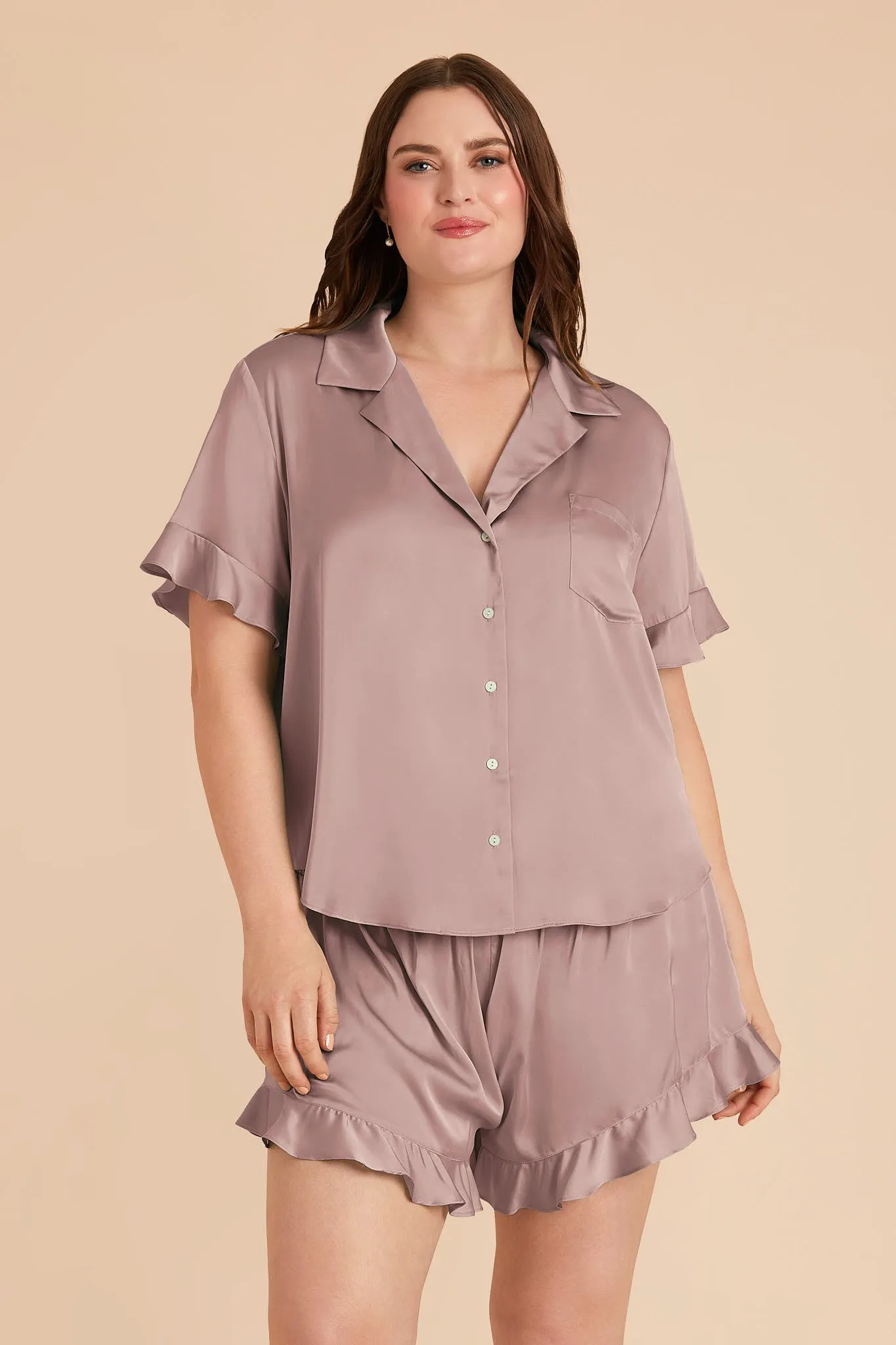 Esther Matte Satin Pajamas - English Rose sold by Birdy Grey product image thumbnail 2