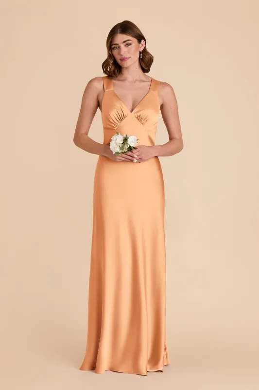 Veronica Matte Satin Dress - Peach sold by Birdy Grey