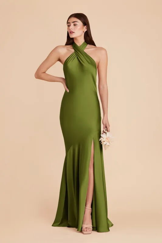 Stephanie Matte Satin Dress - Cactus sold by Birdy Grey