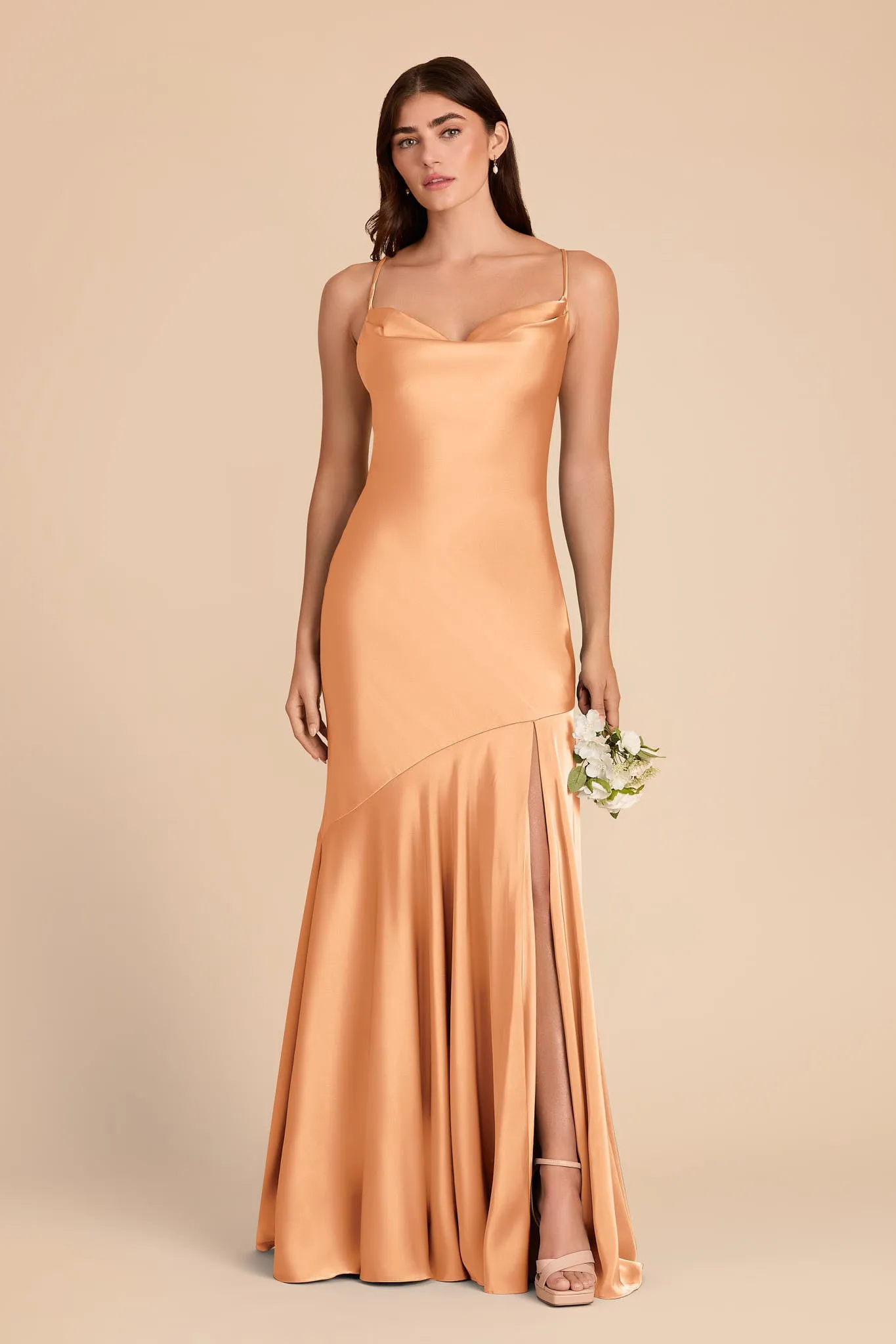 Olivia Matte Satin Dress - Peach sold by Birdy Grey product image thumbnail 4