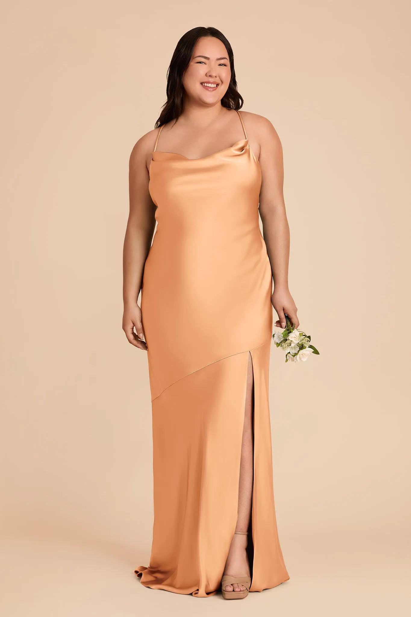 Olivia Matte Satin Dress - Peach sold by Birdy Grey product image thumbnail 3