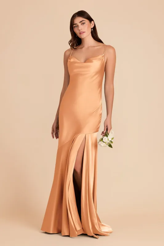 Olivia Matte Satin Dress - Peach sold by Birdy Grey