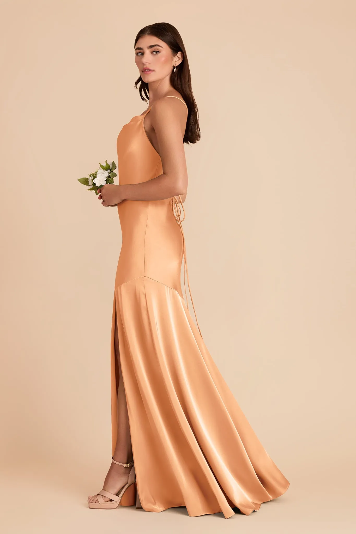 Olivia Matte Satin Dress - Peach sold by Birdy Grey product image thumbnail 5