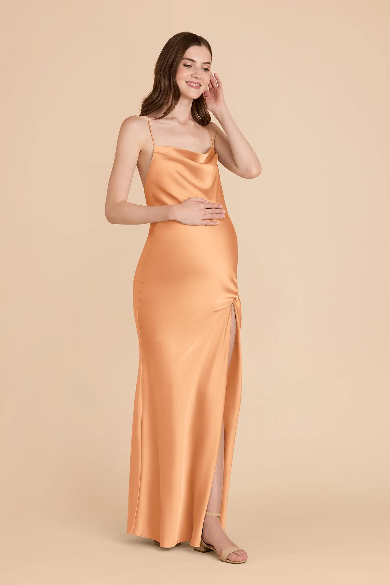 Olivia Matte Satin Dress - Peach sold by Birdy Grey product image thumbnail 2