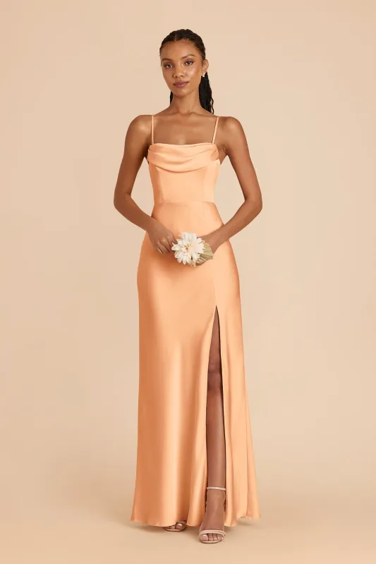 Mia Matte Satin Dress - Peach sold by Birdy Grey