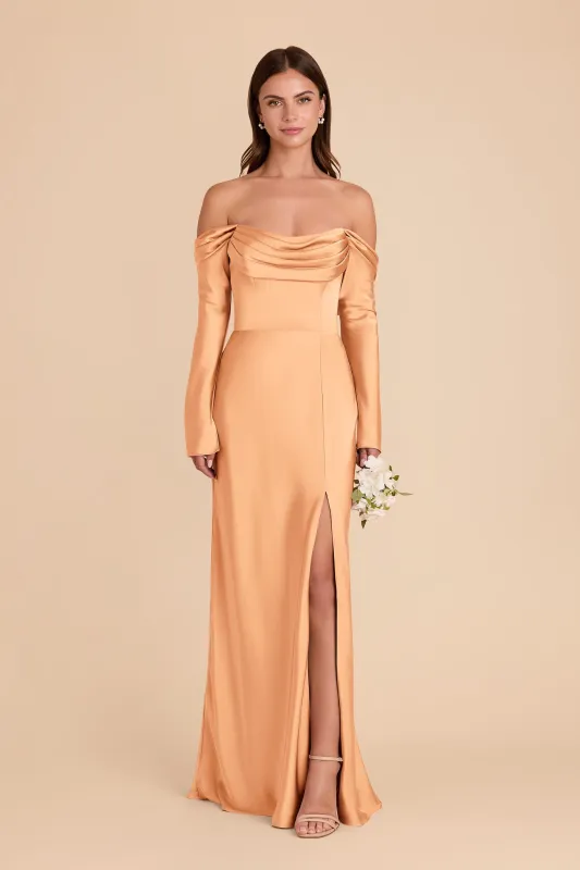 Maya Matte Satin Dress - Peach made by Birdy Grey