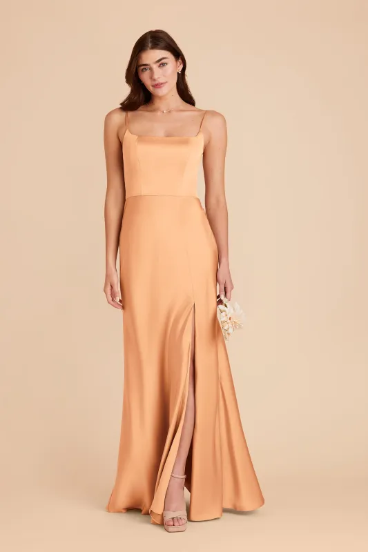 Mai Matte Satin Dress - Peach sold by Birdy Grey
