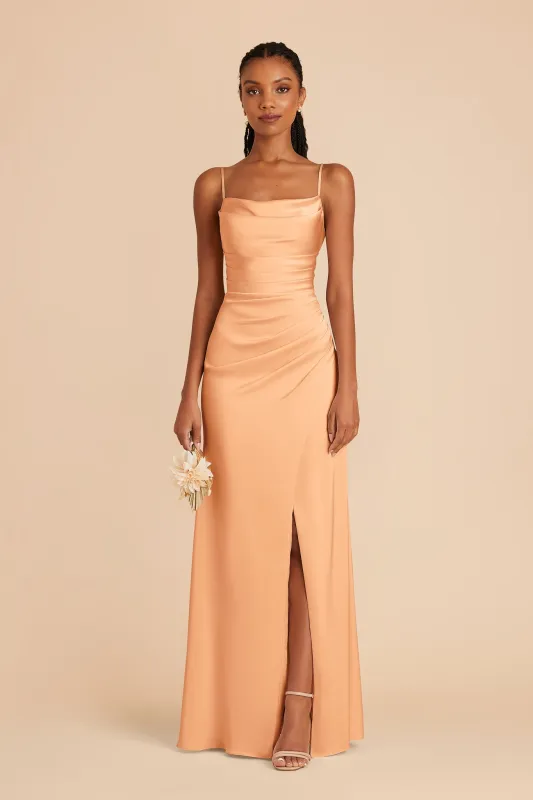 Lydia Matte Satin Dress - Peach sold by Birdy Grey
