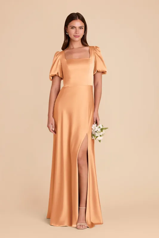 Judy Matte Satin Dress - Peach sold by Birdy Grey