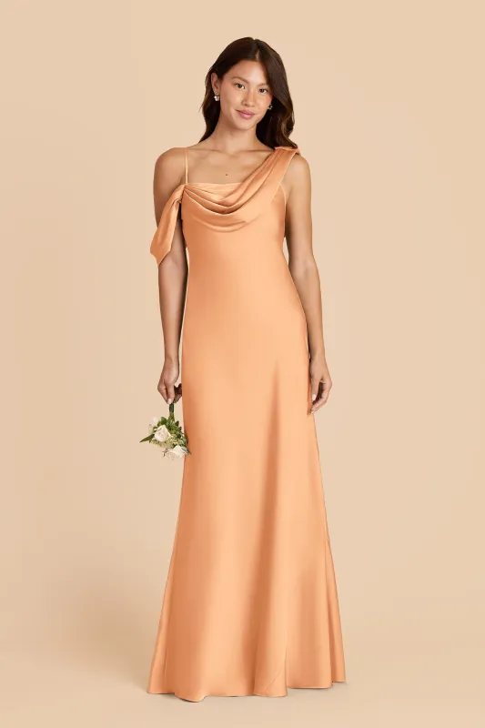 Freya Matte Satin Dress - Peach sold by Birdy Grey