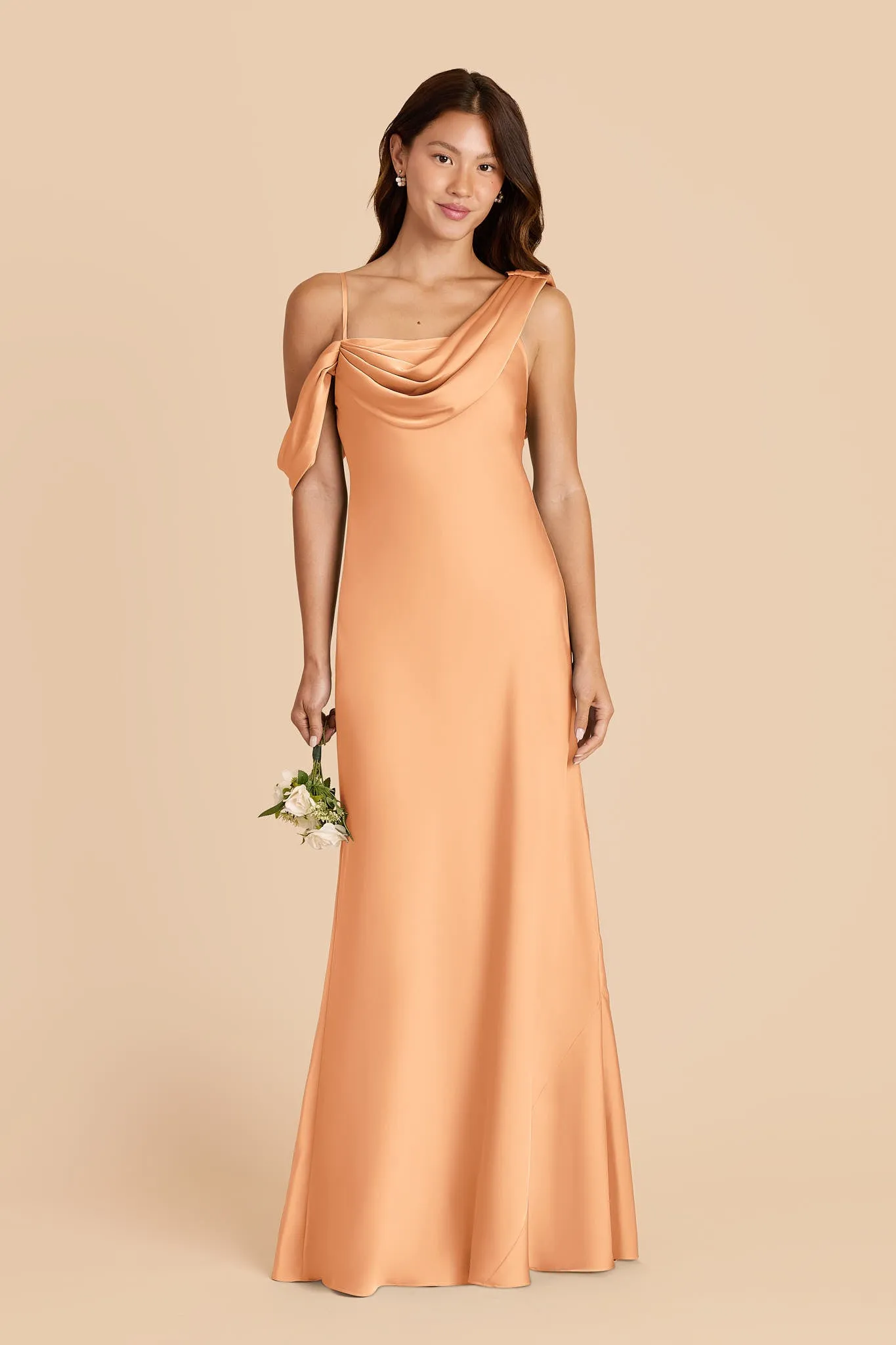 Freya Matte Satin Dress - Peach sold by Birdy Grey
