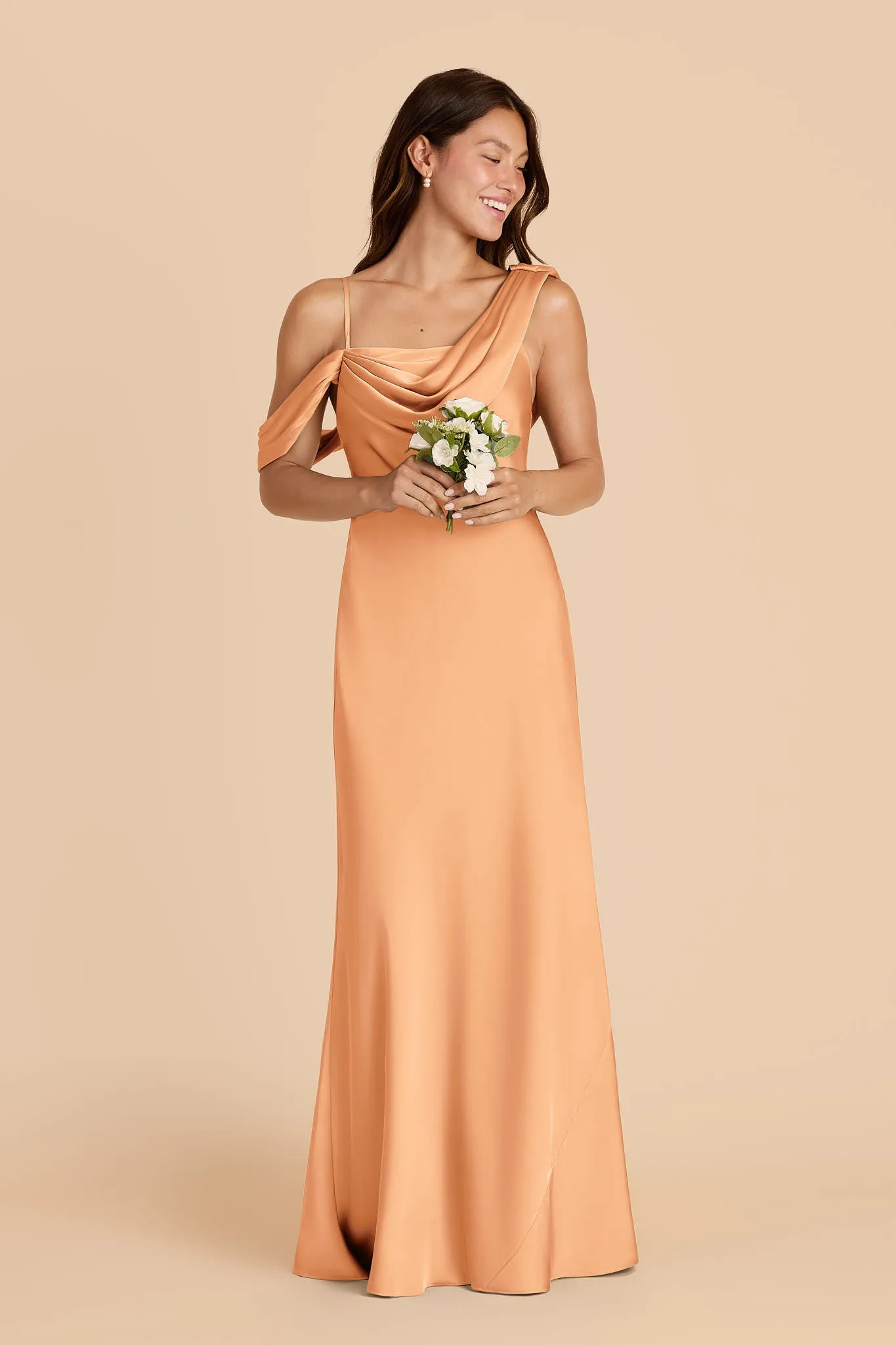 Freya Matte Satin Dress - Peach sold by Birdy Grey product image thumbnail 3
