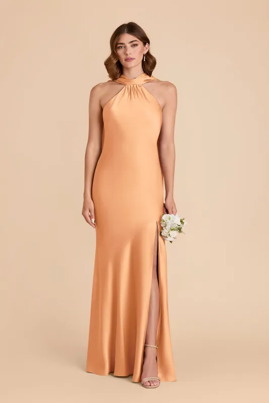 Eileen Matte Satin Dress - Peach sold by Birdy Grey