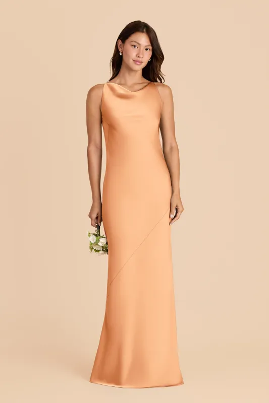 Destiny Matte Satin Dress - Peach sold by Birdy Grey