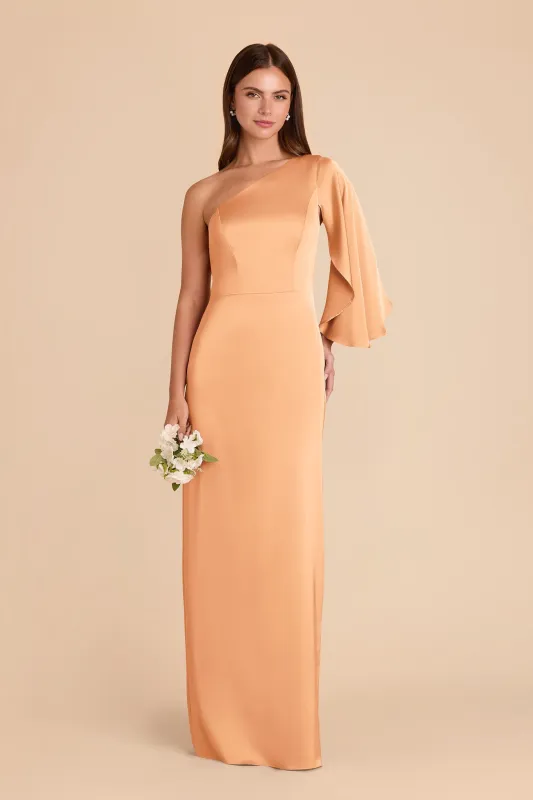 Christine Matte Satin Dress - Peach sold by Birdy Grey