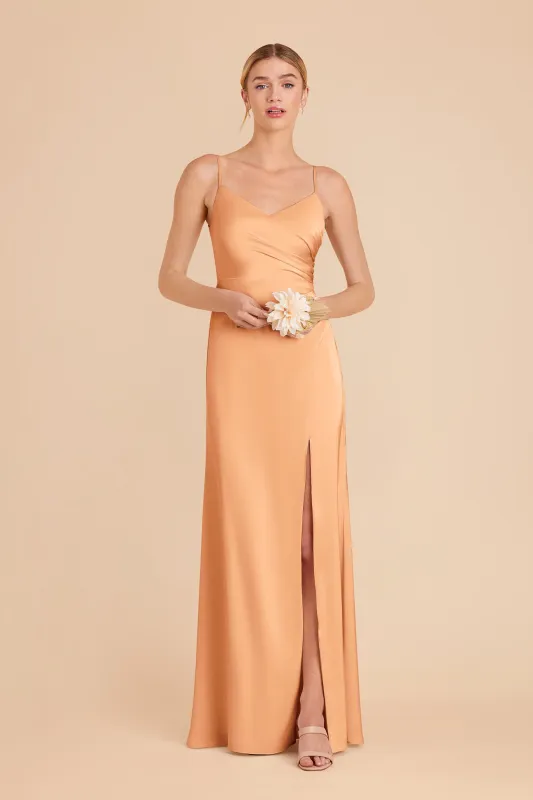 Catherine Matte Satin Dress - Peach sold by Birdy Grey