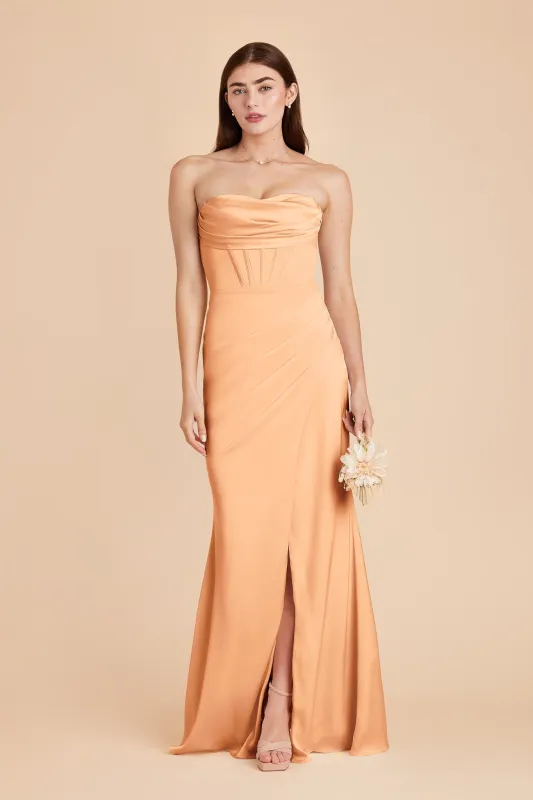 Carrie Matte Satin Dress - Peach sold by Birdy Grey