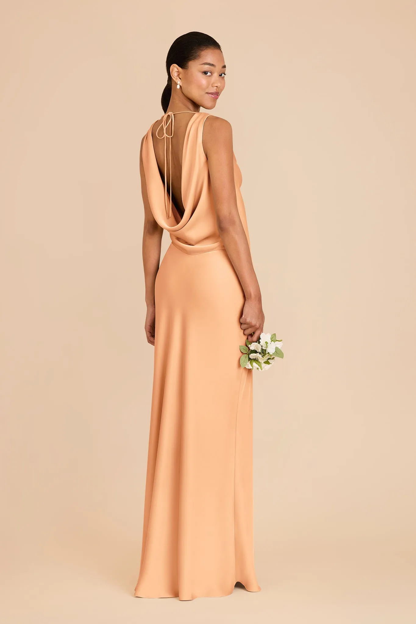 Bonnie Matte Satin Dress - Peach sold by Birdy Grey product image thumbnail 4