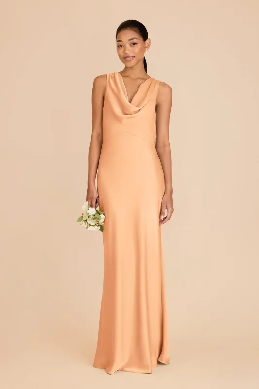Bonnie Matte Satin Dress - Peach sold by Birdy Grey