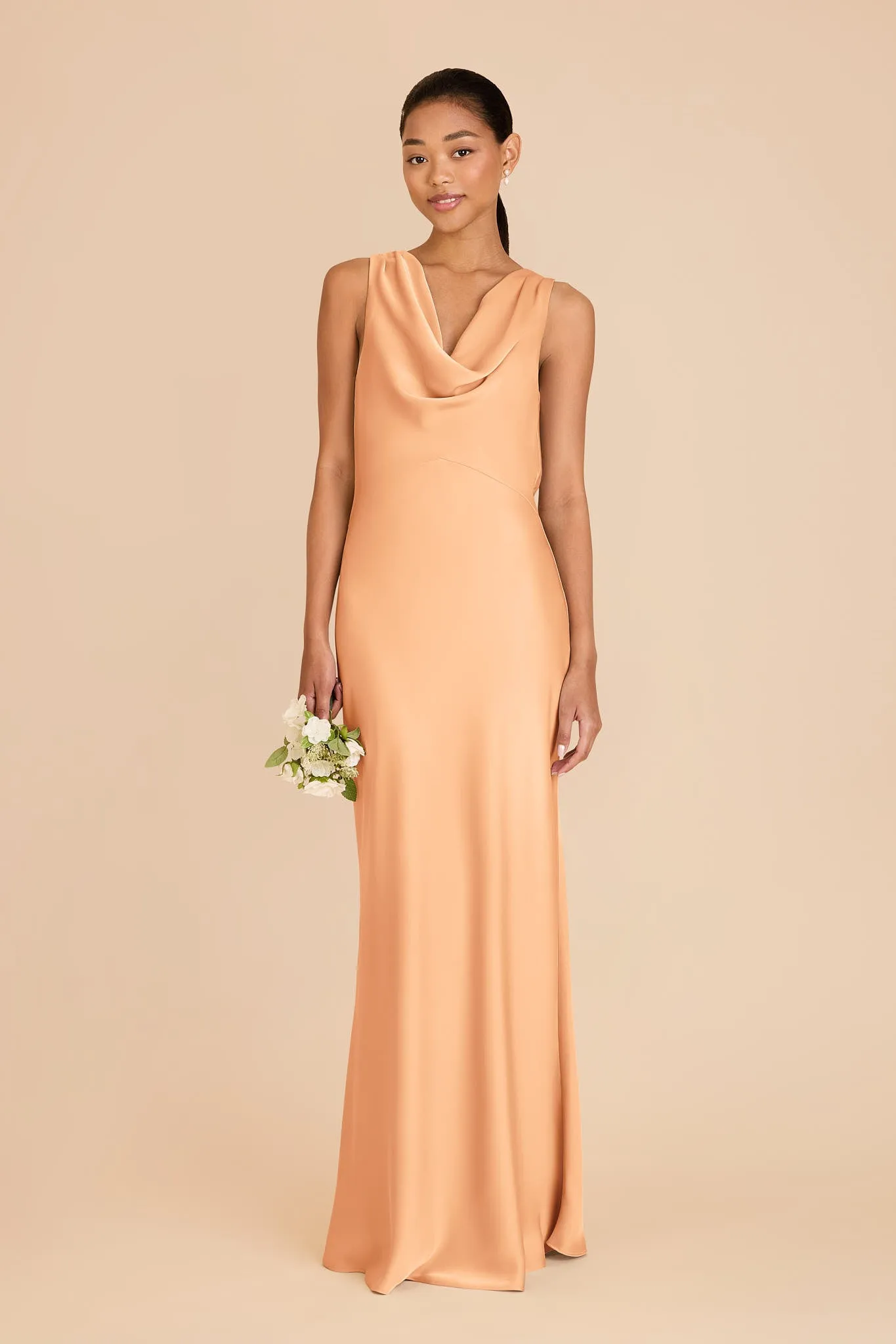 Bonnie Matte Satin Dress - Peach sold by Birdy Grey