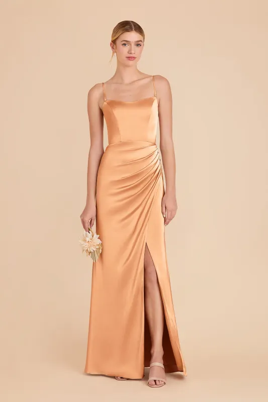 Anne Matte Satin Dress - Peach sold by Birdy Grey