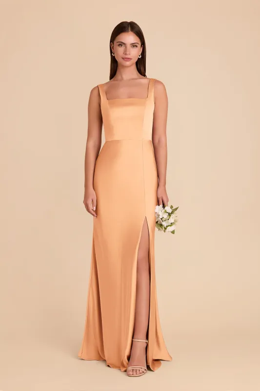 Alex Matte Satin Dress - Peach sold by Birdy Grey